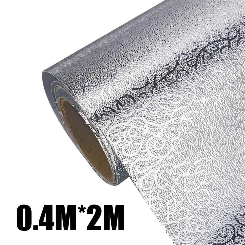 Kitchen Oil Proof Tile Sticker Anti-water Wallpaper Stickers Self Adhesive Kitchen Decor Accessories Stickers: Silver / Large