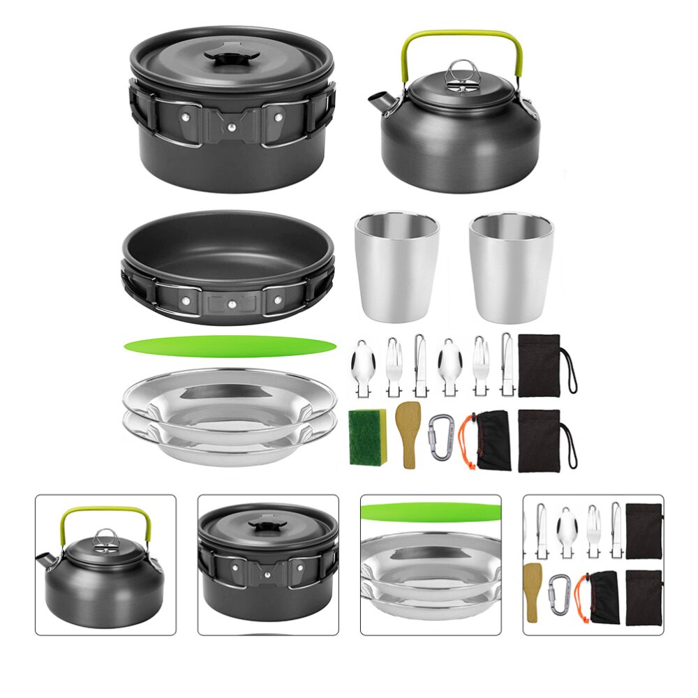 1 Set 18 Pcs Outdoor Cooker Camping Cookware Multipurpose Kitchenware