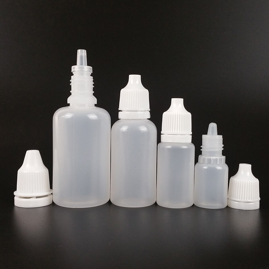 5Ml 10Ml 15Ml 20Ml 30Ml 50Ml Dropper Flessen 100 Stks/partij Pe Materiaal lege Plastic Squeezable Eye Liquid Dropper