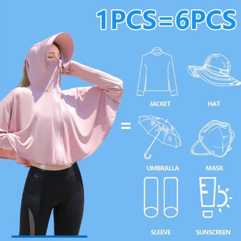 UPF 50+ Dames Zonnebrandcrème Hoodie Effen Kleur Dunne Ijs Zijde Zomer UV-bescherming Jas met lange mouwen Ademend Shirt Kleding