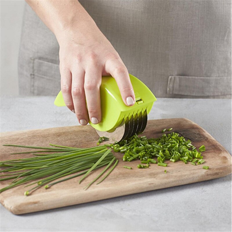 Rodillos de rodillo para hierbas, picadora Manual, cortador de cebos, rebanadores, 6 cuchillas de acero inoxidable, picador de verduras de cocina
