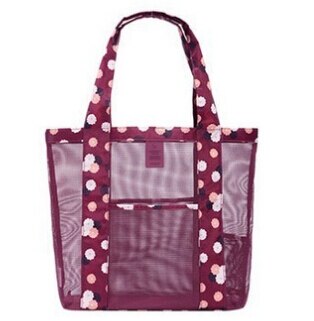 Mesh schoudertas boodschappentas dames reis grote strandtas: Paars 