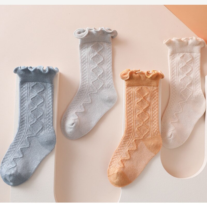 Herbst Winter Warme Baby Socken Nette Einfarbig Lang Säuglings Kleinkind Rüsche Socken Weiche Baumwolle Elastische freundlicher Mädchen Junge Boden socken