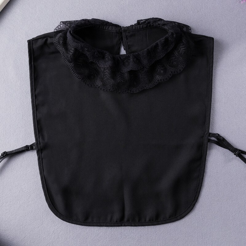 Damski biały odpinany robić koszuli kołnierzyk koronkowy klapa z imitacją kołnierzyka bluzka fałszywy kołnierz bluzka z klapą szczyt kobiecy sweter akcesoria: czarny