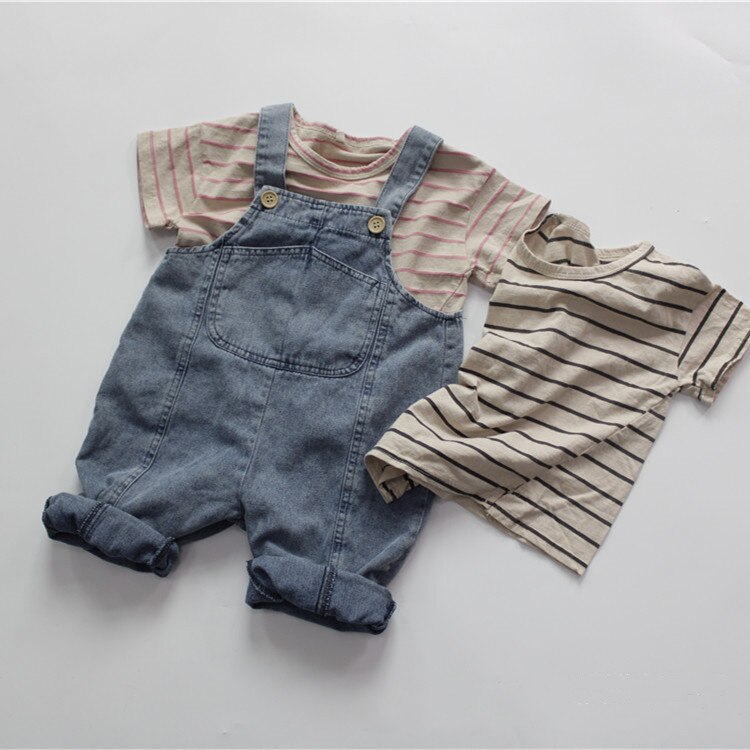 sommer Neue retro Gestreiften Baby Jungen T-Hemden kurze Hose Ärmel Spitzen lässig freundlicher Abschläge