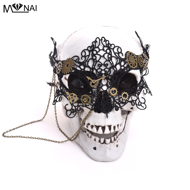 Vintage steampunk gear urhjul maske håndlavet gotisk victoriansk blondermaske lolita retro tilbehør cosplay