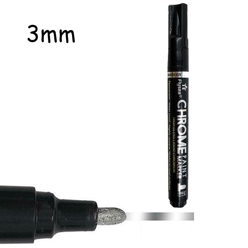 Marqueur de peinture miroir argenté, finition chromée, résistant aux UV, à l&#39;eau métallique, fournitures pour étudiants, stylo artisanal: 3mm