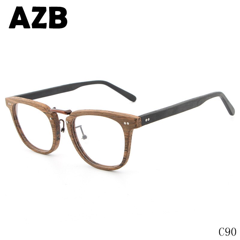 Azb puiset myopia lasikehykset miehille ja naisille puiset silmälasikehykset kirkkaat lasit grain optiset reseptikehykset: C90