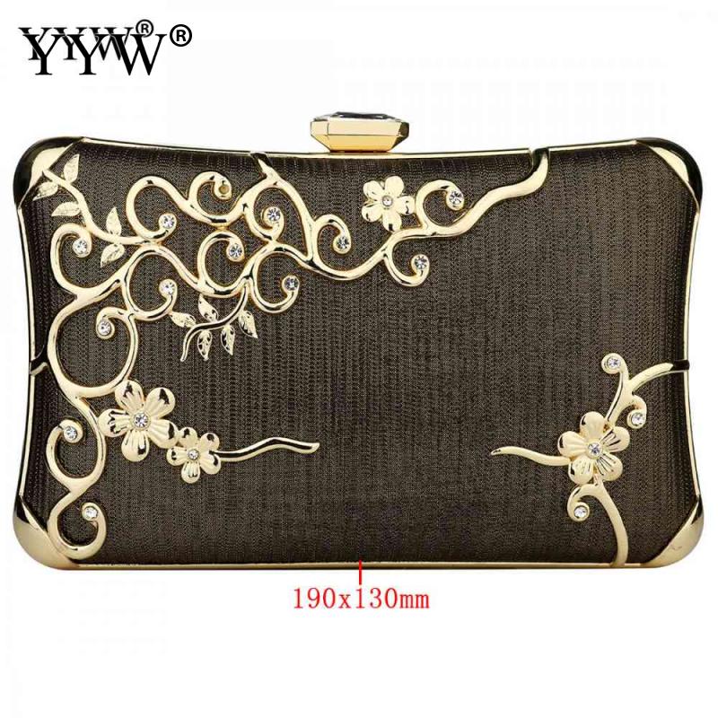 YYW Clutch Evening Bags For Women Crystal Rhinestone Clutches Purse Famale Handbag Flower Crossbody Bag