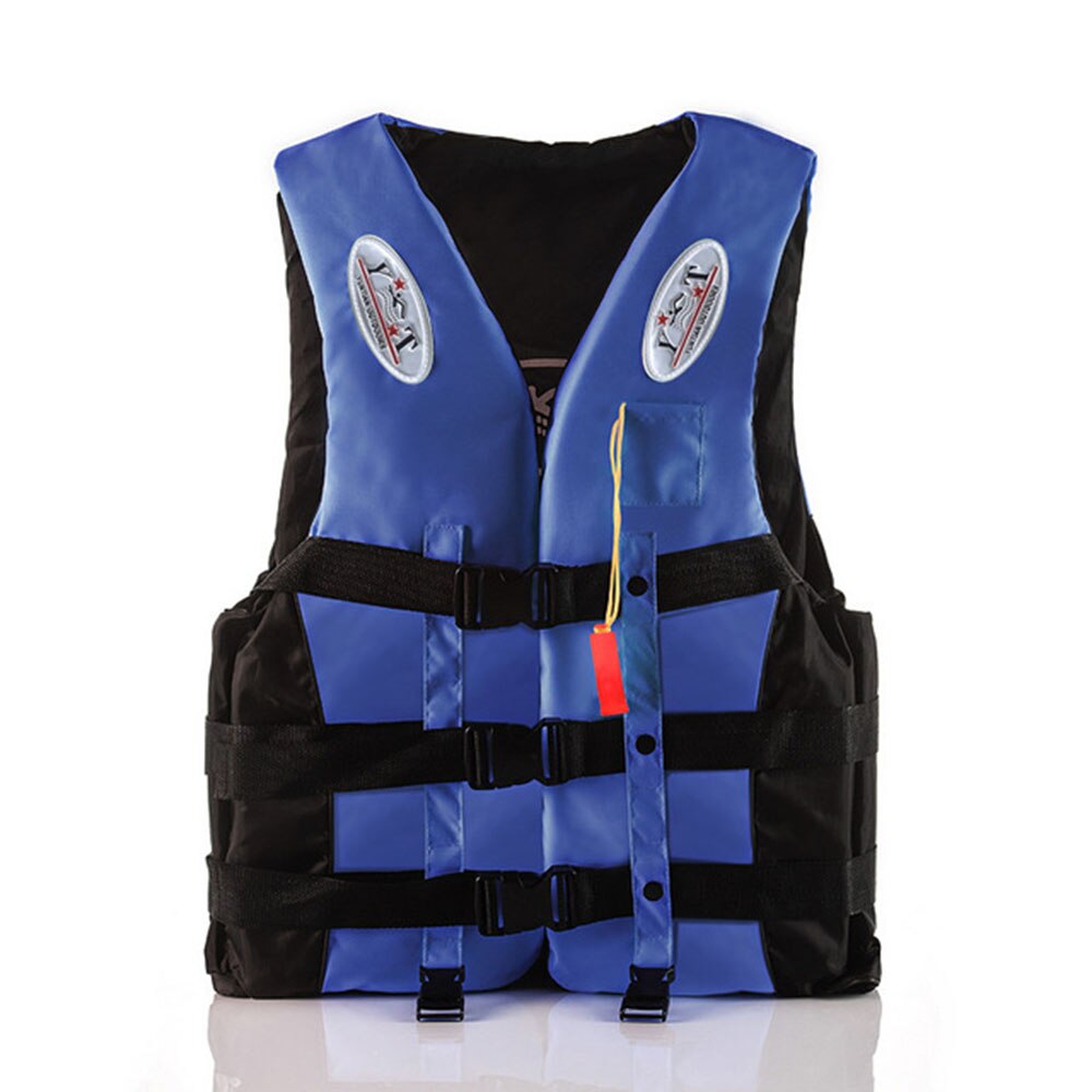 Adult Buoyant Life Vest Polyester Water Sports Kids Jacket Light Strip Swimming Boating Ski Drifting Jacket Vest: Blue / XL(Adult 60-70kg )