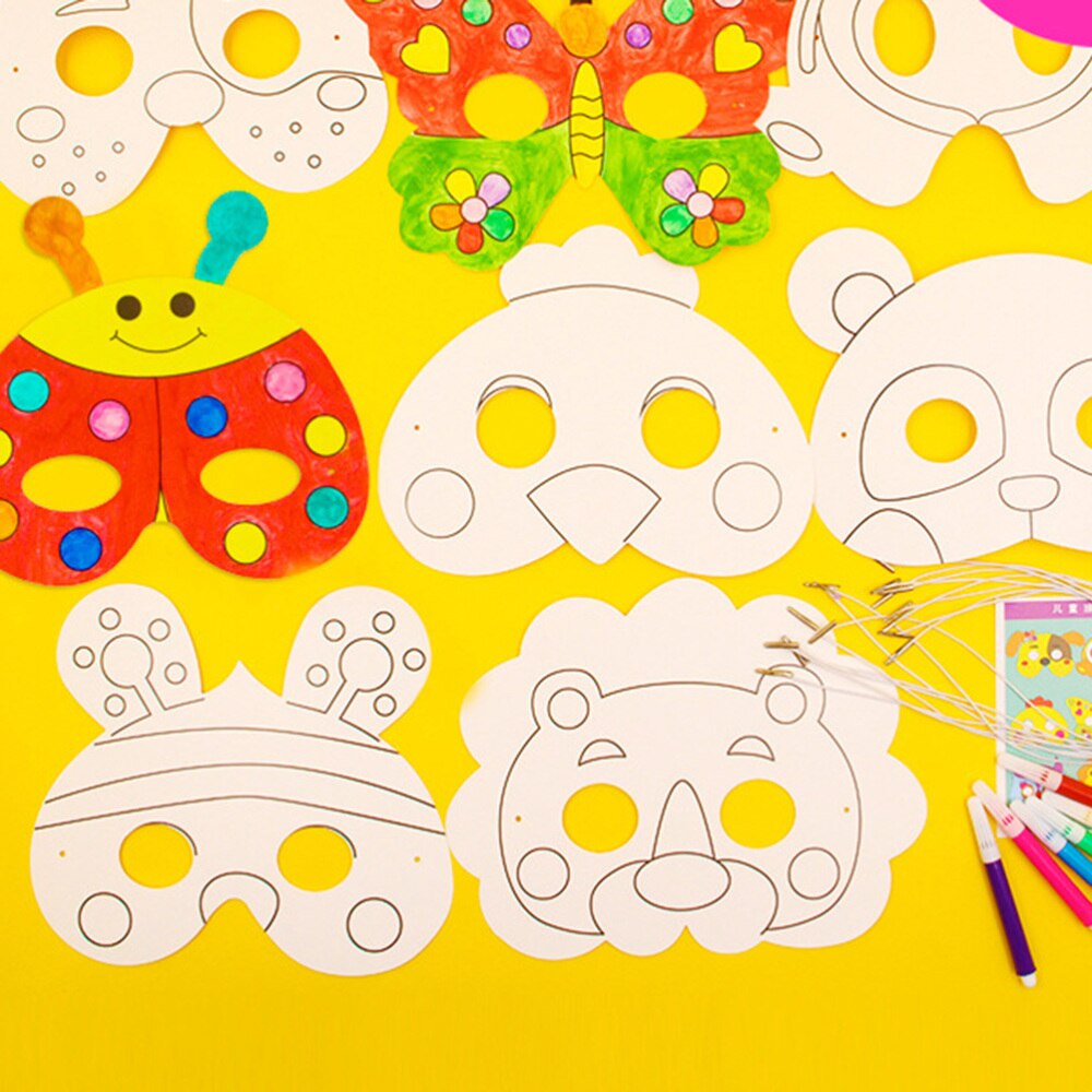 1 Set of DIY Painting Board Kids Coloring Dawing Board Blank Board DIY Graffiti Material (10pcs Blank Mask)