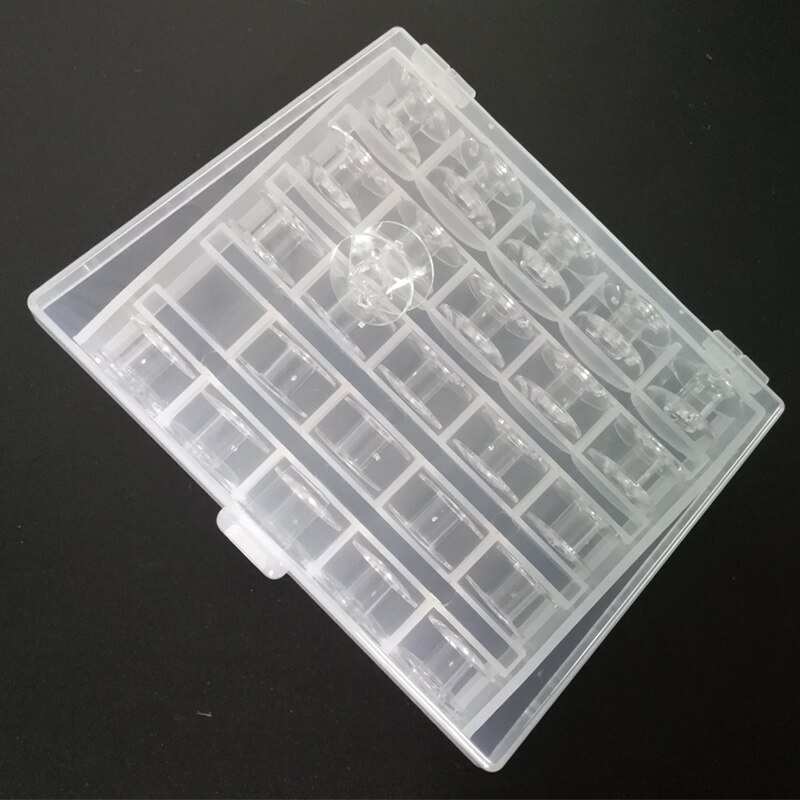 25pcs Coloful Sewing Bobbin set 25 Grid Clear Plastic Machine Bobbins Embroidery Pre-wound Thread kit for Electric Sewing Stitch
