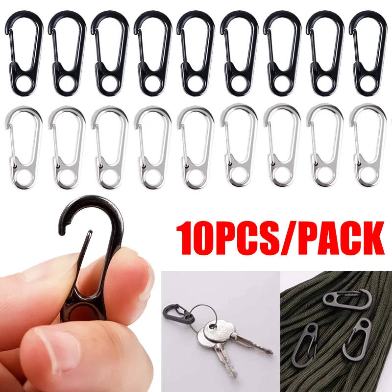 Lot De 10 Mini Mousquetons Porte-clés - Fermoirs à Ressort Métal Pour Camping, Bouteille, EDC