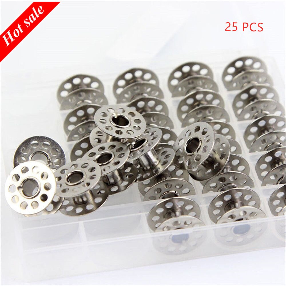 25PCS Stainless Steel Metal Bobbins Spool Sewing Craft Tools Sewing Machine Bobbins Spool for Brother Singer