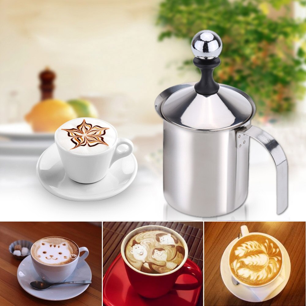 400Ml Rvs Melkopschuimer Double Mesh Melk Foamer Diy Fancy Wit Coffe Creamer Voor Cappuccino Latte Keuken Tool
