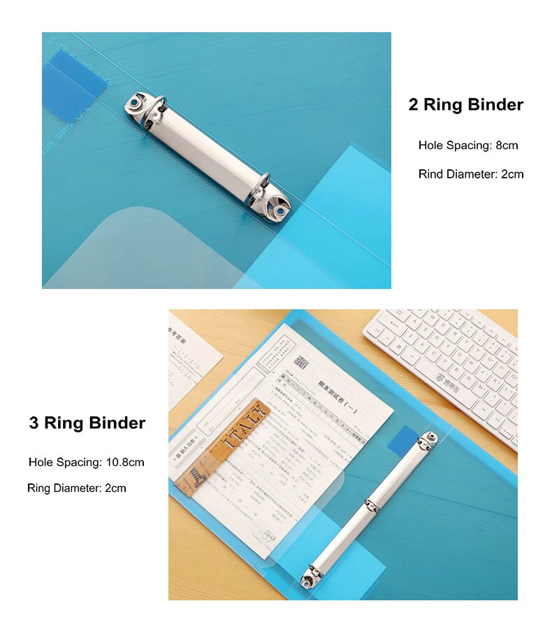 Carpeta de archivos con 3 anillas de colores, organizador de papel A4, 2 anillas transparentes, fundas organizadoras de documentos, carpeta de PVC A4