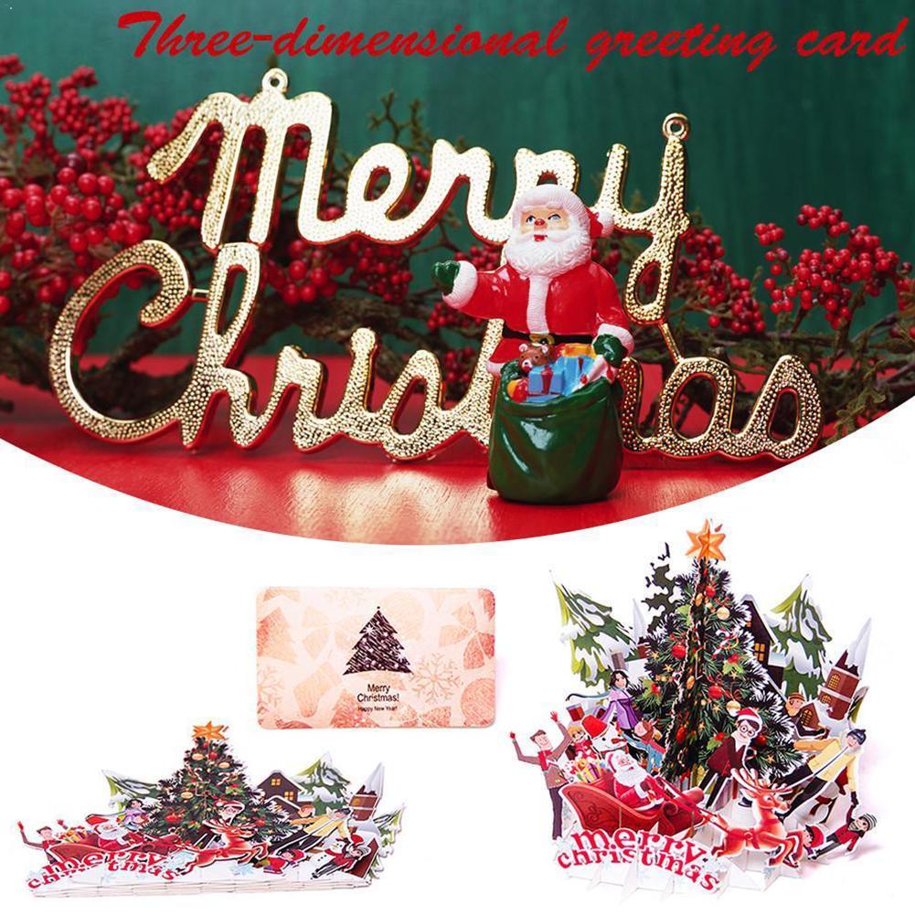 3D Cards Christmas Origami Paper Carving Postcards Cards Tree Greeting Colourful Invitations Xmas Ornaments Card B H7J5