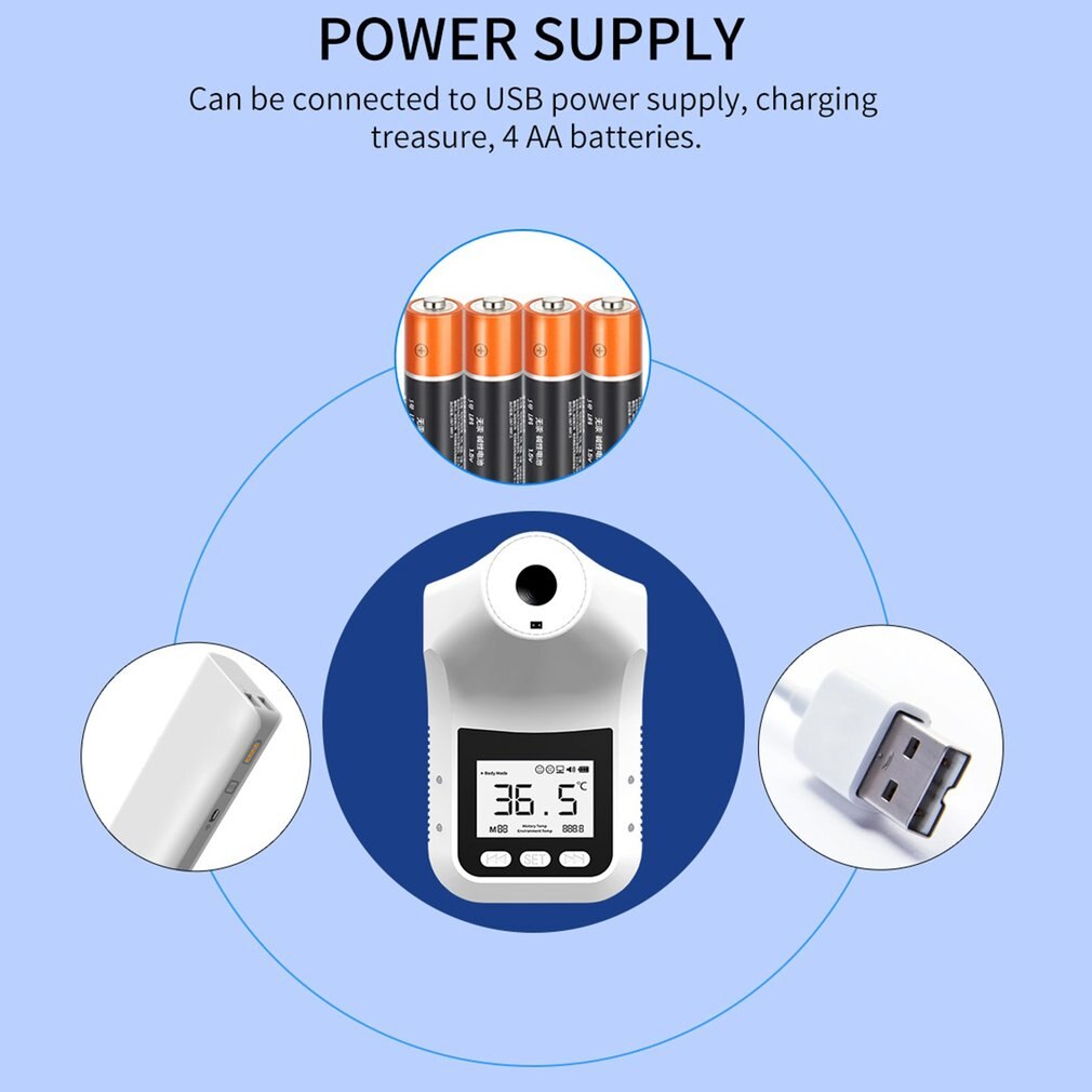 K3 Pro Wall Mount LCD Digital Infrared Thermometer Non-Contact High Precision Forehead Thermometer for Home Office Temperature