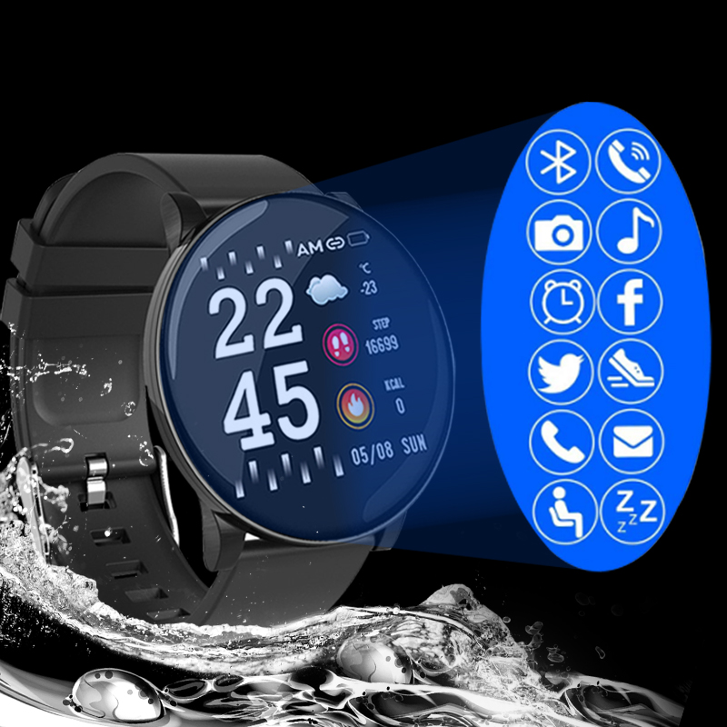 Outdoor Smart Polsband Trends Pedemoter Call Bericht Herinnering Hartslagmeter Bp Ecg Smart Horloge Dames Mannen Spanje Zwart Grijs