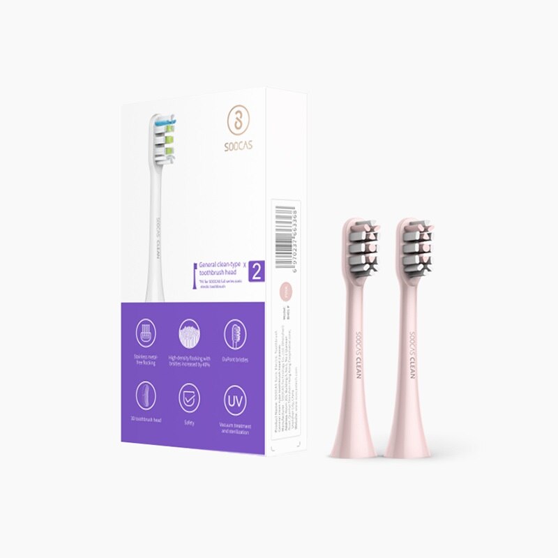 Soocas  x3u sonic elektrisk tandbørste ultralyd automatisk opgraderet hurtigt ladbar voksen vandtæt tandbørste: 2 lyserøde hoveder