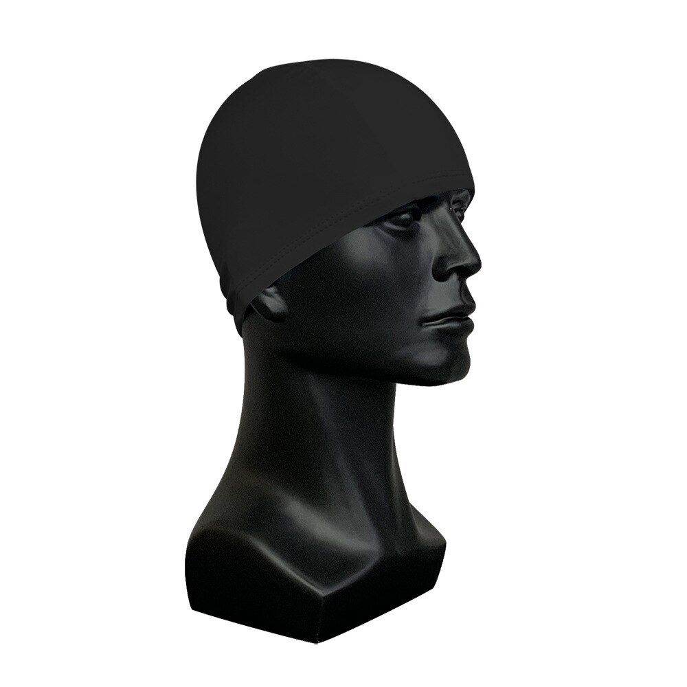Gorro de baño de tela de poliéster para adultos, gorro de playa de alta elasticidad, Color sólido, Unisex: Black