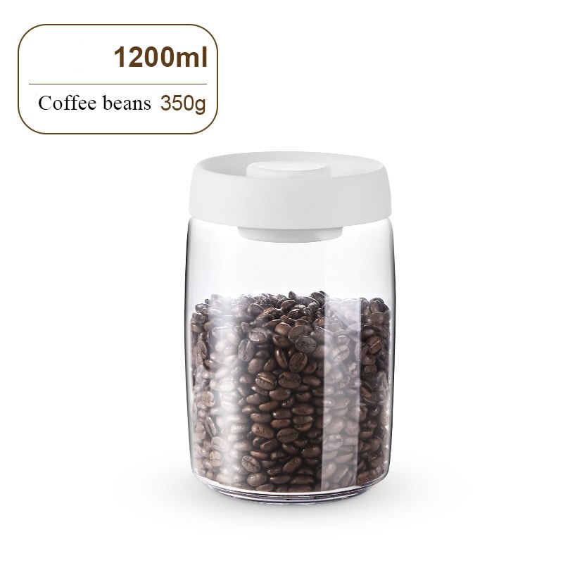 Food Coffee Beans Storage Bottles &amp; Jars with Cover Plastic Vacuum sealed Tank Storage Press and exhaust storage: 1200ml