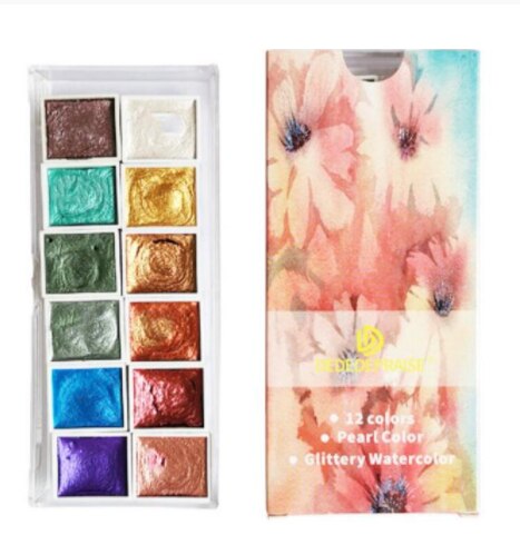 Aquarel Verf Set Professionele Effen Aquarel Verf Set Gouache Aquarel Kit Met Water Borstel Pen Potloden Pouch: 12 peal colors