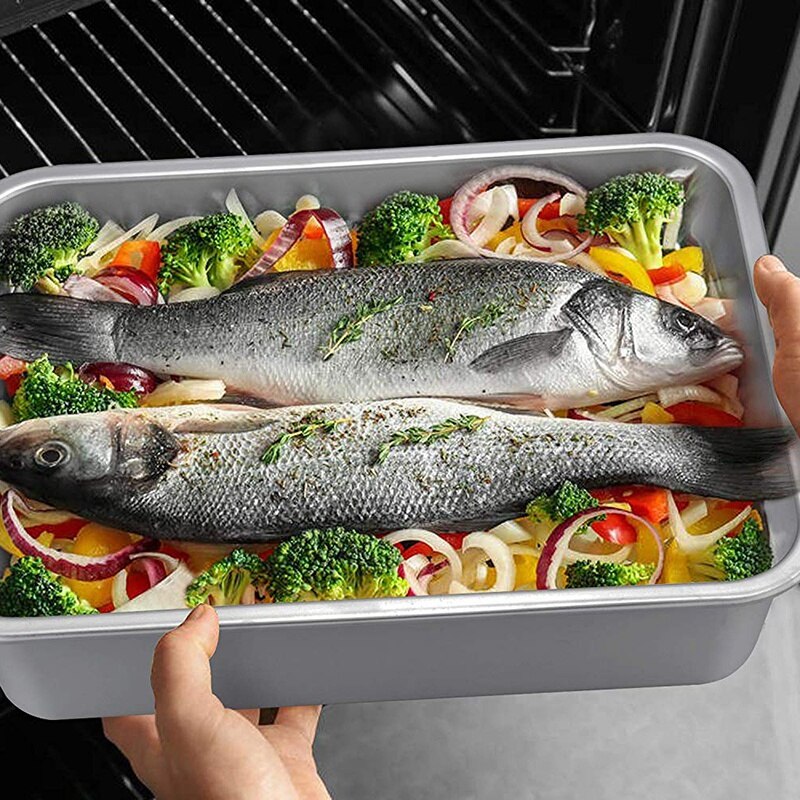 Lasagna Pan, Rectangular Cake Pan Brownie Bake Dish Stainless Steel, Heavy Duty & Healthy, Deep Side & Brushed Surface, Easy Cle