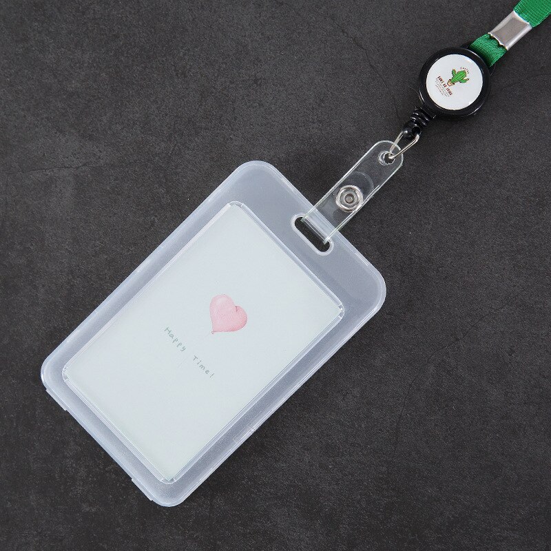 1PCS Cartoon PVC Student School Bus ID Creidt Card Holder Bag Case Nurse Doctor Office ID Name Bank Card Cover With String: b