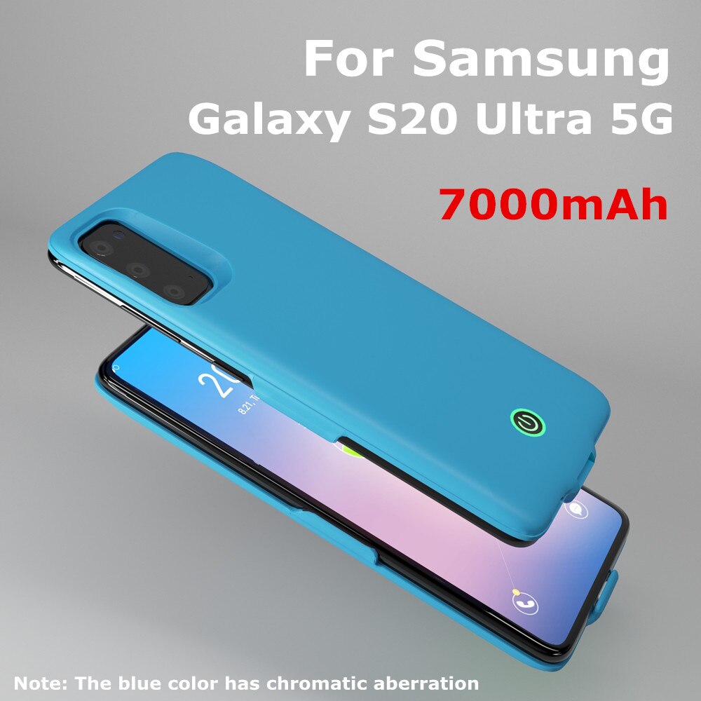 Zkfys powerbank deksel til samsung galakse  s20 ultra 5g batteriladeretuier 7000 mah powerbank ladeveske til samsung  s20 Plus: S20 ultrablå