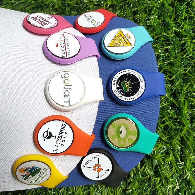 Durable Silicone Set Magnetic Golf Ball Marker Hat Clip Black Blue Orange Removable Golfing Accessories