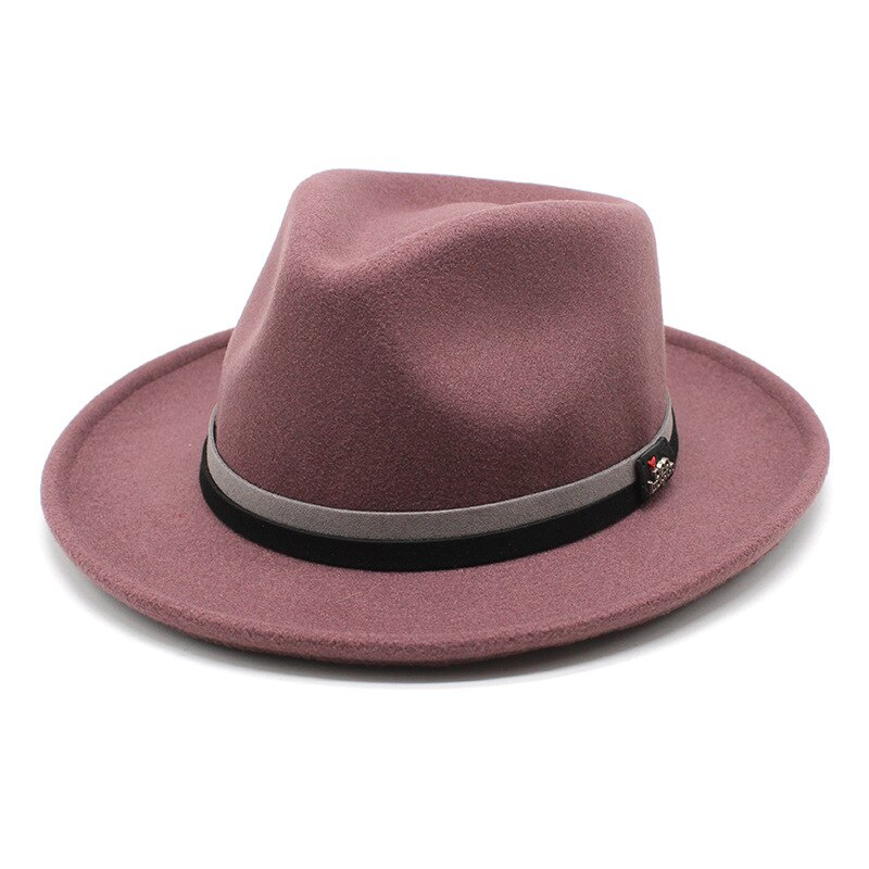 Classic Soft Wool Felt Fedora For Men Women Autumn Winter Retro Trilby Jazz Hat Curved Brim Dress Hat: Sauce purple