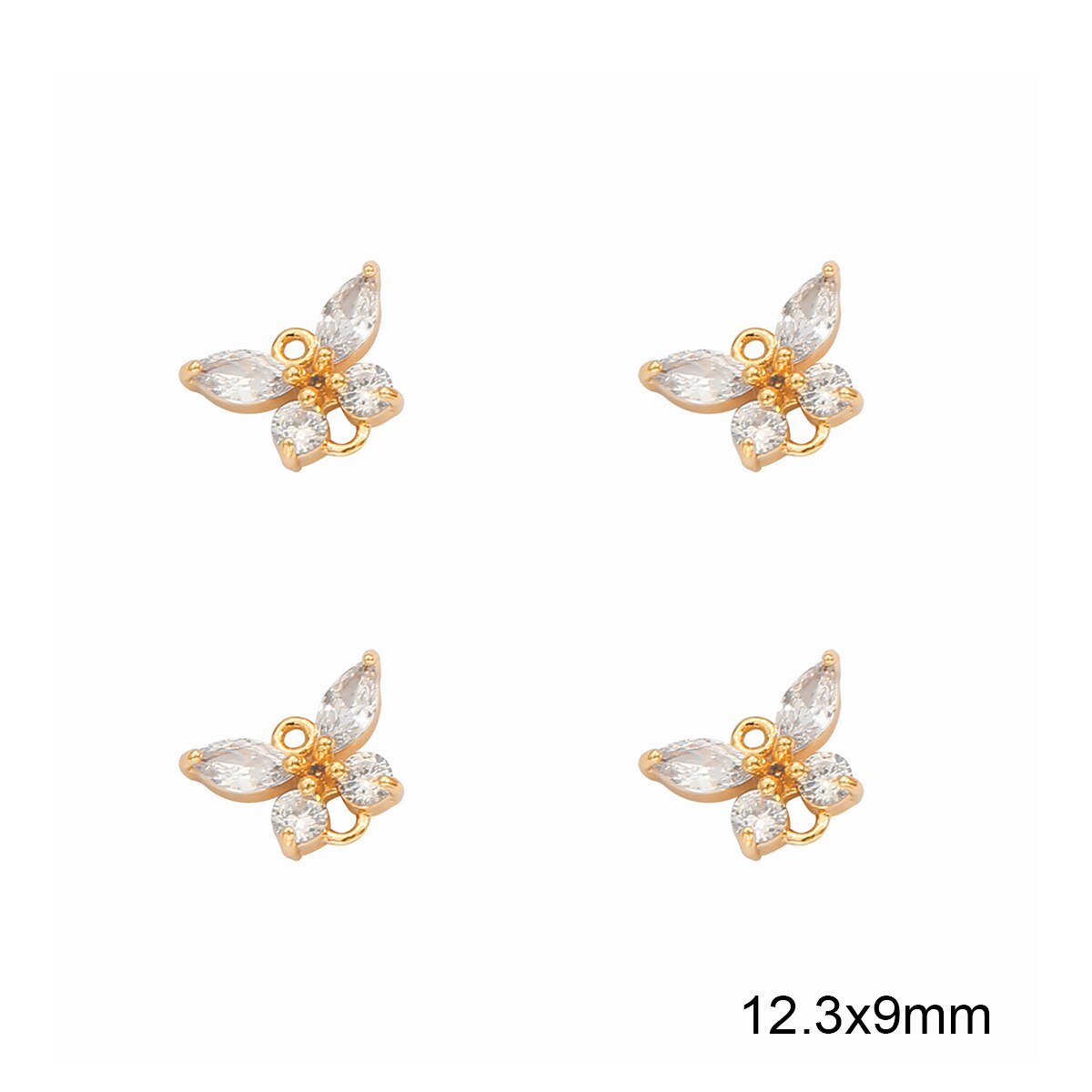 18K Gold Plated 10 12mm Copper Butterfly Shape with Zircon Charms Pendant For Necklace Accessories Findings For Jewelry Making