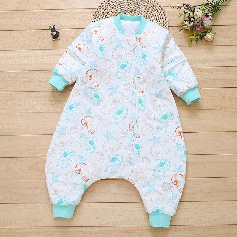 Pasgeboren Baby Jongen Meisjes Lange Mouw Romper Bodysuit Slaapzak Pyjama Outfit Baby Katoenen Overall Slaapzak: scallop / 6m