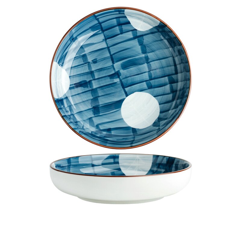CHANSHOVA 8/10 inches Handmade ceramic bowl Personality Bowl Noodle salad plates Porcelain dining-plates Tableware G210: 6
