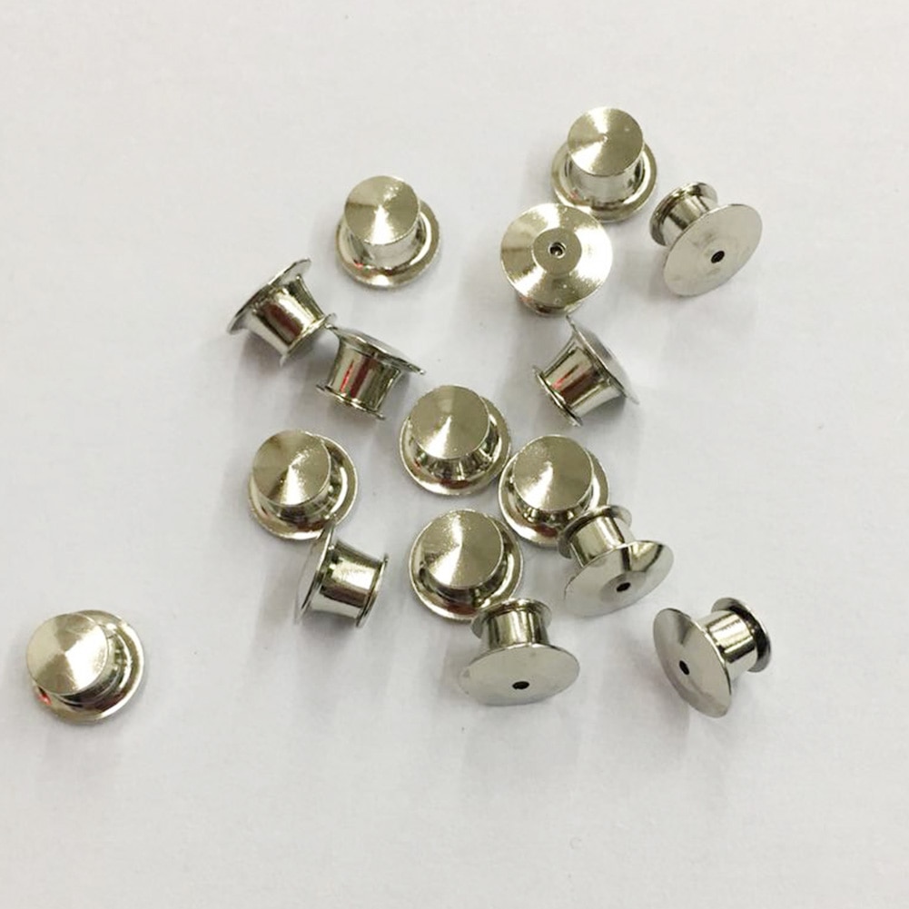 30 Pieces Spring Loaded Bag Locking Hat Pin Keeper Back Flat Fastener Metal Badge Emblem Name Tags No Box #20