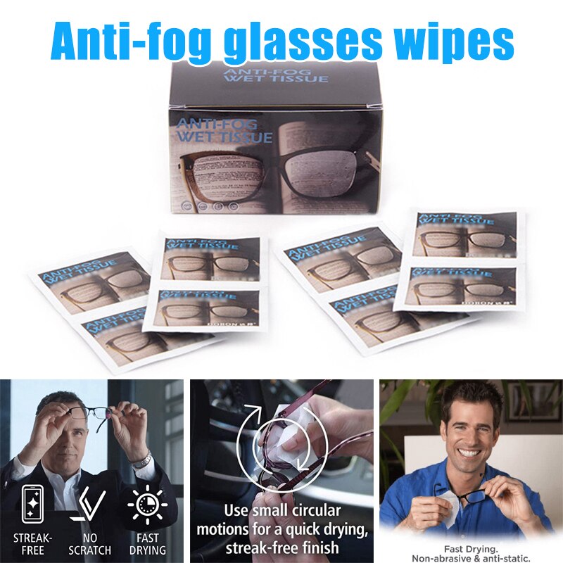 50 stk / pakke klar visning anti-tåge vådserviettserviettservietter briller engangspapir vådservietter telefon computerskærmsvæv