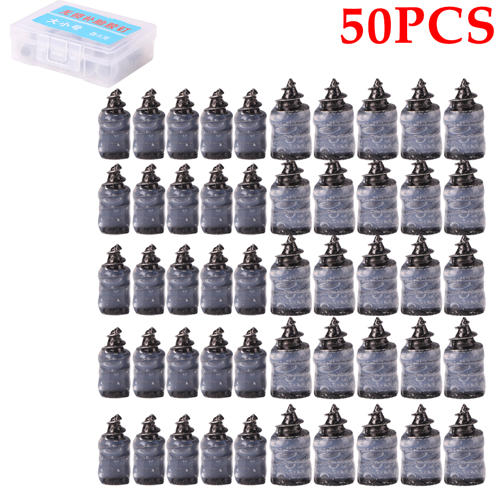 Clous de réparation de pneus sous vide pour voiture et moto, 10 à 50 pièces, pour camion, Scooter, vélo, réparation de crevaison, outils Tubeless, accessoires en caoutchouc et métal