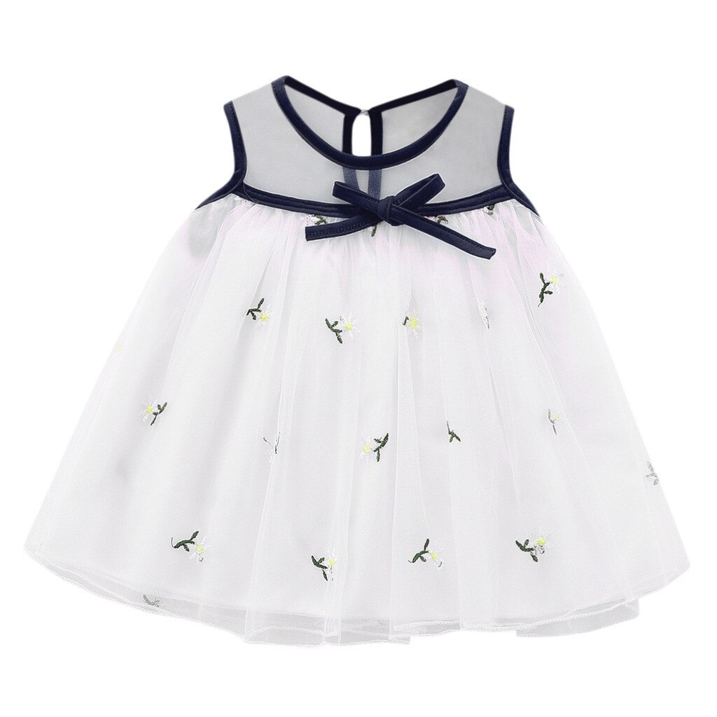 Baby Baby Meisje Mouwloze Borduren Bloem Bloemen Tule Prinses Jurk: Black / 18m