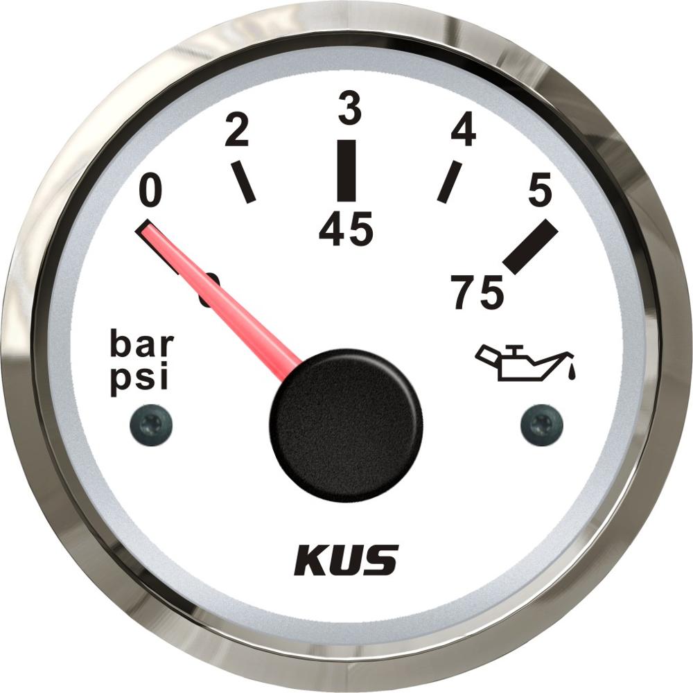 KUS 52MM Oil Pressure Gauge Meter 0-5bar(0-75PSI) 0-10bar(0-145PSI) Red/Yellow Backlight Available: 0-5Bar WS