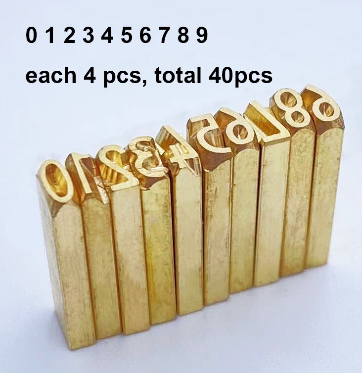 120 stk 2*3*15mm 2*4*15mm stempel kobber messing bogstaver termisk bånd print alfabet skrifttype til hp -241 dy-8 dato kode printer: 40 stk tal / 2 x 4 x 15mm