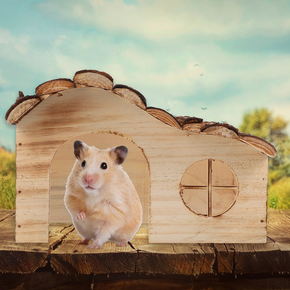 Small Animal Wood House for Hamster Gerbil Sugar Glider Hedgehog Guinea