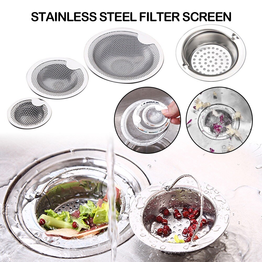 Kitchen Bathroom Sink Filter Drain Stainless Steel Drain Hole Drain Hole Bathtub Shower Waste Stopper Sewer Sink Kitchen Gadgets