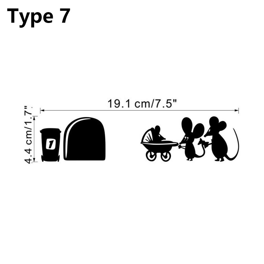 1pc grappige verwijderbare cartoon muizengat muurstickers zwarte muizen patroon diy plint sticker trap muurschildering kamerhoek ornament: 7