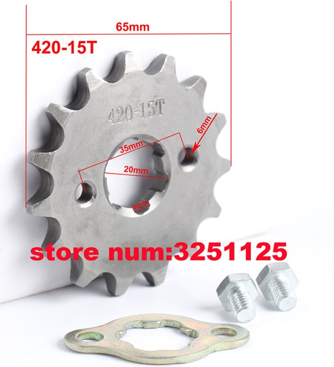Atv 420 18 tand 20mm front motor kæde tandhjul gear til 50cc - 160cc kinesiske 4 hjulede quad pit dirt monkey cykel motorcykel: 15t