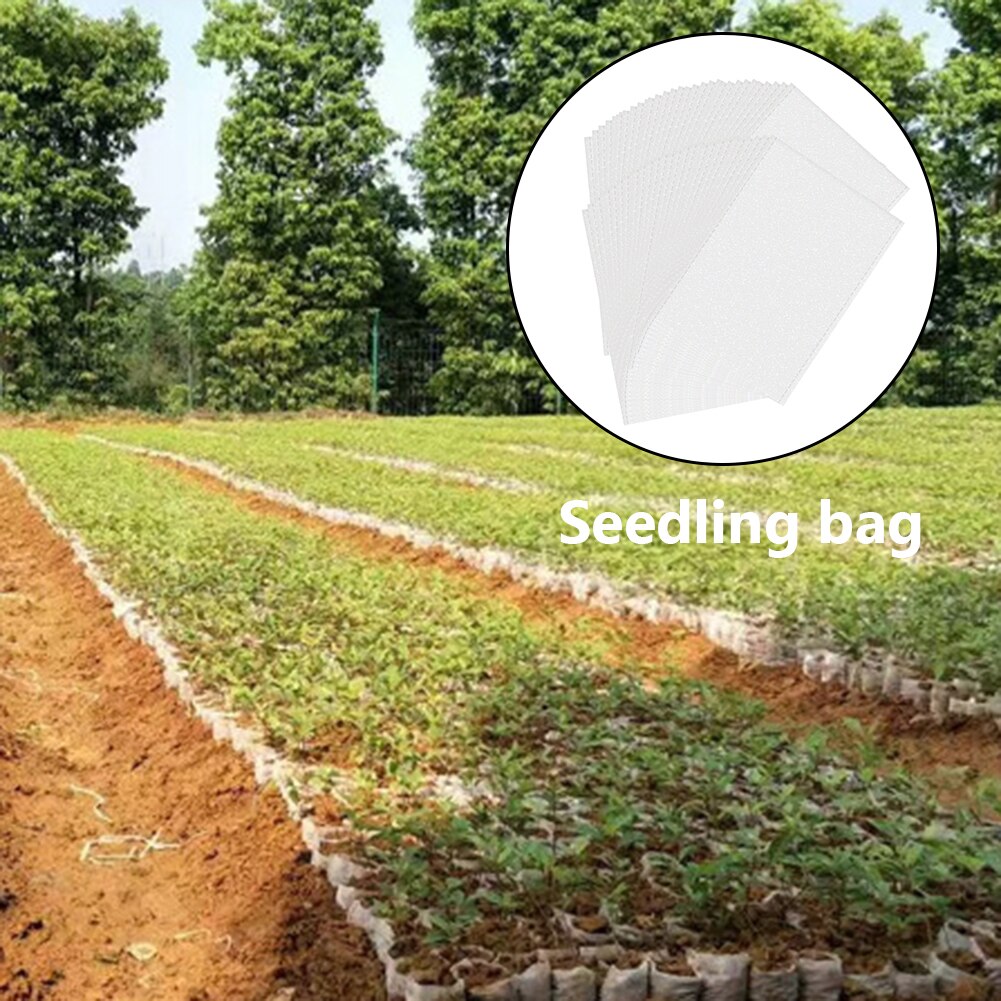 100Pcs Biodegradable Nursery Plant Grow Bags Non Woven Fabric Seedling Growing Planter Planting Pots Garden Flower Ventilate Bag