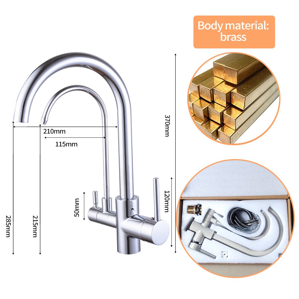 360 stopni obrót filtr kuchnia bateria kranowa dotknij mosiądz podwójny uchwyt kran kran kuchenny ciepłej i zimnej