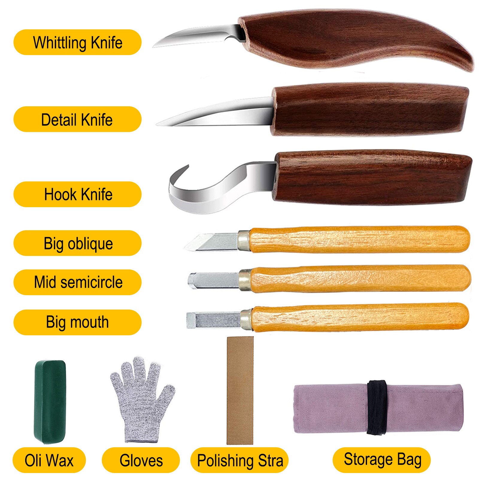 Wood Carving Knife Set Wood Chisel Sharp-edged Engraving Wood Cutter For DIY Household Woodworking Crafts Carving Tools