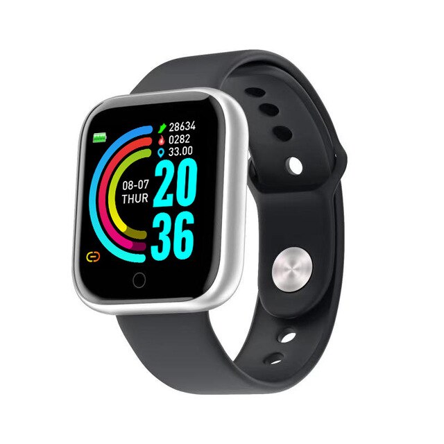 Bluetooth smart klocka män kvinnor blodtrycksmätare vattentät fitness tracker armband puls smartwatch för android ios: Y68 silver svart
