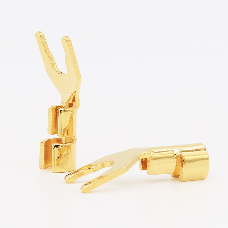 8 stk hi-end cmc 6005- cur-g solid kobberstik 24k guldbelagte spadestik højttalerkabel ledningsstik hifi